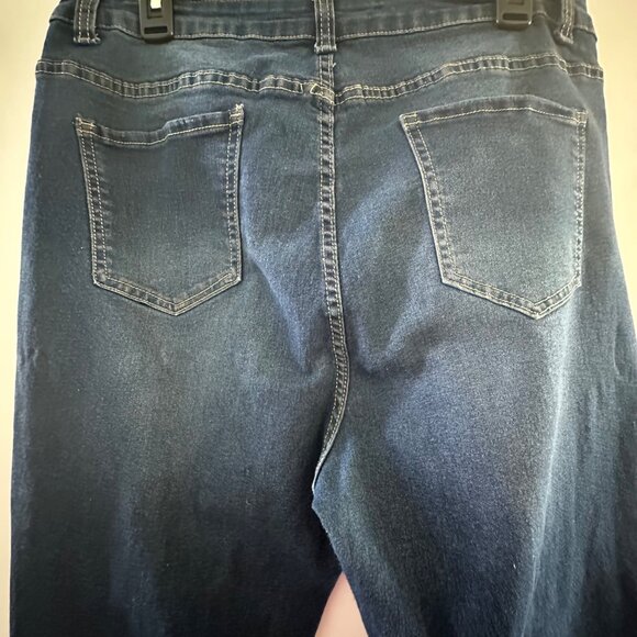 Distressed Blue Denim Jeans Large Cotton & Polyester Blend Straight Fit Womens C - Picture 6 of 6